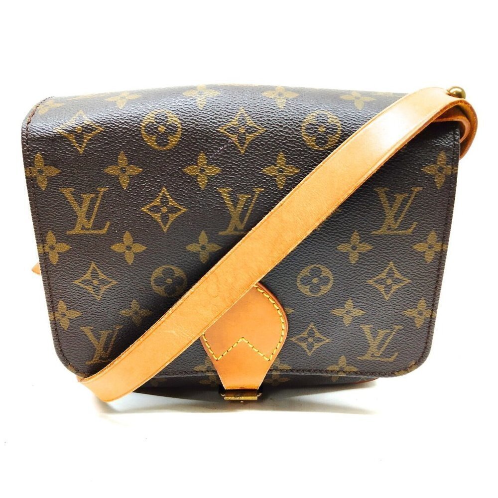 1990 Authentic Louis Vuitton Cartouchiere MM Brown Monogram Crossbody Bag